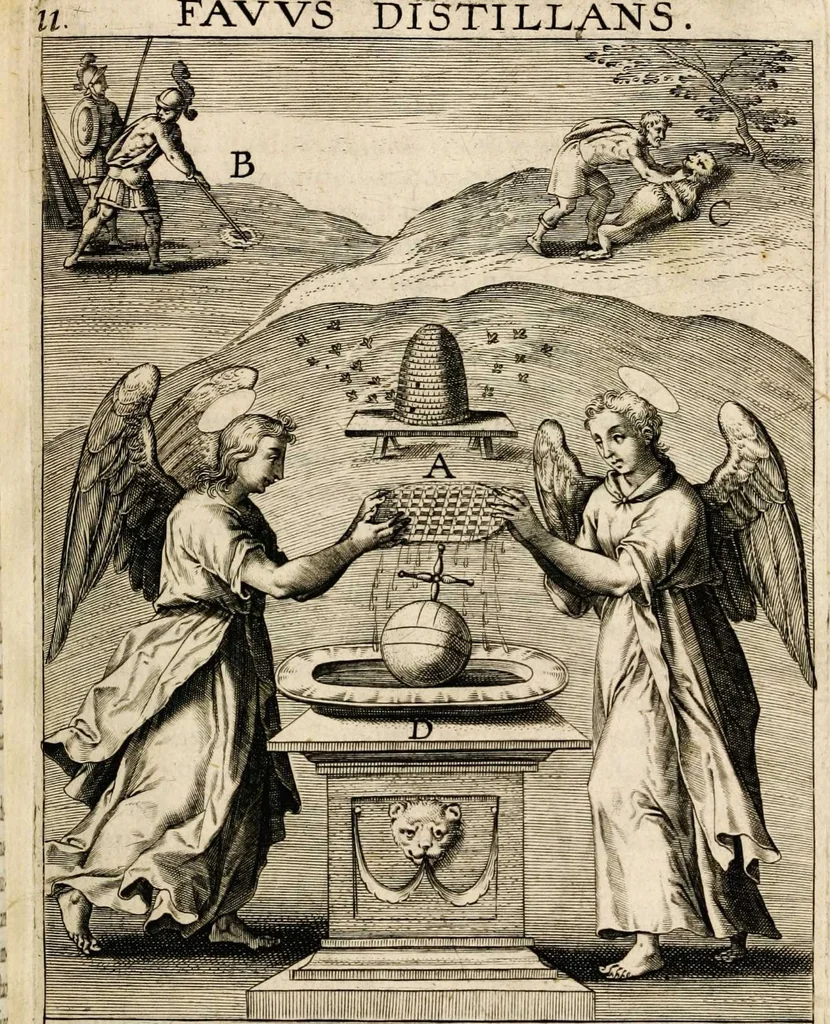 An illustration from Paradisus sponsi et sponsae in quo messis myrrhae et aromatum ex instrumentis ac mysterijs passionis Christi colligenda, vt ei commoriamur : et, Pancarpium Marianum, septemplici titulorum serie distinctum, vt in B. Virginis odorem curramus, et Christus formetur in nobis, 1618, leaf 423