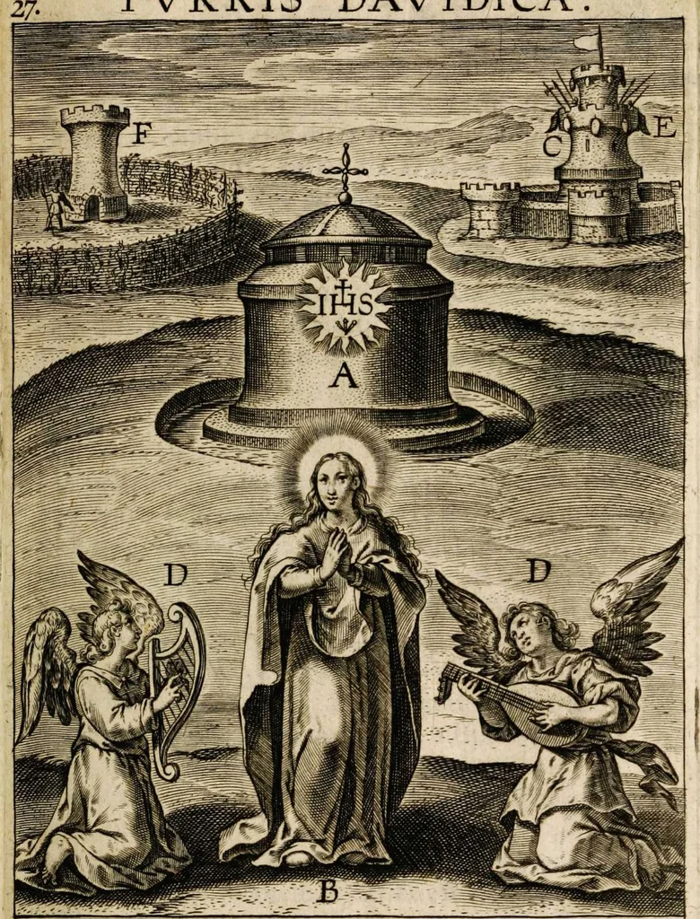 An illustration from Paradisus sponsi et sponsae in quo messis myrrhae et aromatum ex instrumentis ac mysterijs passionis Christi colligenda, vt ei commoriamur : et, Pancarpium Marianum, septemplici titulorum serie distinctum, vt in B. Virginis odorem curramus, et Christus formetur in nobis, 1618, leaf 519