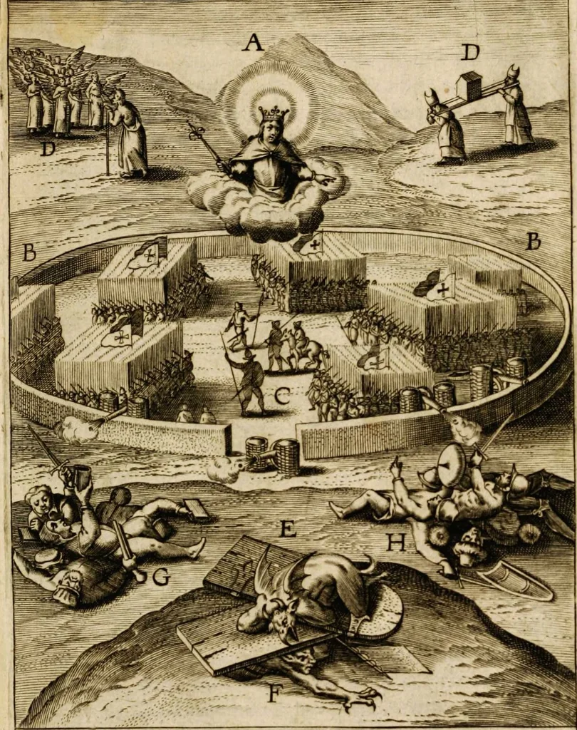 An illustration from Paradisus sponsi et sponsae in quo messis myrrhae et aromatum ex instrumentis ac mysterijs passionis Christi colligenda, vt ei commoriamur : et, Pancarpium Marianum, septemplici titulorum serie distinctum, vt in B. Virginis odorem curramus, et Christus formetur in nobis, 1618, leaf 525