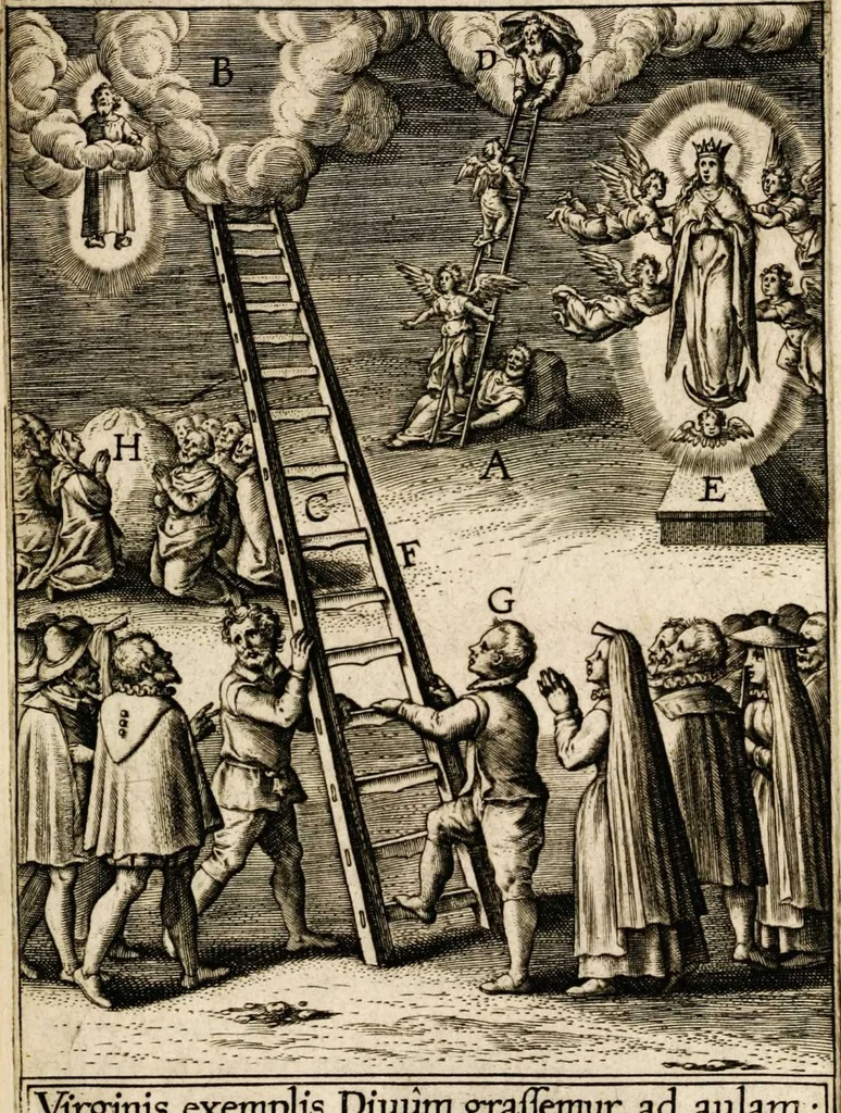 An illustration from Paradisus sponsi et sponsae in quo messis myrrhae et aromatum ex instrumentis ac mysterijs passionis Christi colligenda, vt ei commoriamur : et, Pancarpium Marianum, septemplici titulorum serie distinctum, vt in B. Virginis odorem curramus, et Christus formetur in nobis, 1618, leaf 633