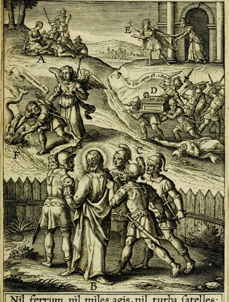 An illustration from Paradisus sponsi et sponsae in quo messis myrrhae et aromatum ex instrumentis ac mysterijs passionis Christi colligenda, vt ei commoriamur : et, Pancarpium Marianum, septemplici titulorum serie distinctum, vt in B. Virginis odorem curramus, et Christus formetur in nobis, 1618, leaf 67