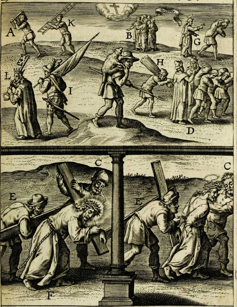 An illustration from Paradisus sponsi et sponsae: in quo messis myrrhae et aromatum ex instrumentis ac mysterijs passionis Christi colligenda, vt ei commoriamur : et, Pancarpium Marianum, septemplici titulorum serie distinctum, vt in B. Virginis odorem curramus, et Christus formetur in nobis, 1618, leaf 193