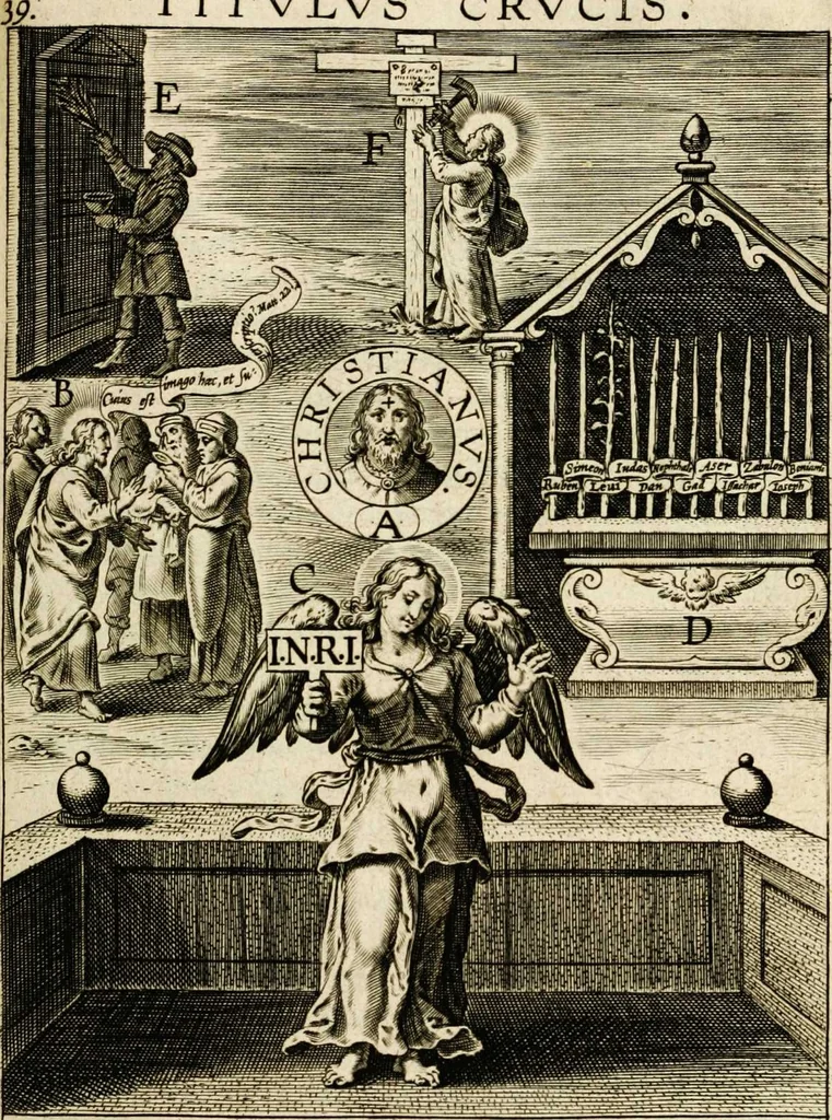 An illustration from Paradisus sponsi et sponsae: in quo messis myrrhae et aromatum ex instrumentis ac mysterijs passionis Christi colligenda, vt ei commoriamur : et, Pancarpium Marianum, septemplici titulorum serie distinctum, vt in B. Virginis odorem curramus, et Christus formetur in nobis, 1618, leaf 253