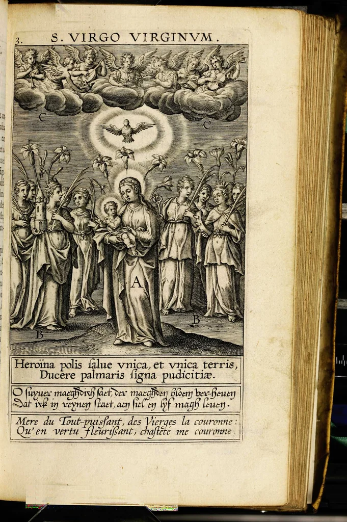 An illustration from Paradisus sponsi et sponsae: in quo messis myrrhae et aromatum ex instrumentis ac mysterijs passionis Christi colligenda, vt ei commoriamur : et, Pancarpium Marianum, septemplici titulorum serie distinctum, vt in B. Virginis odorem curramus, et Christus formetur in nobis, 1618, leaf 375