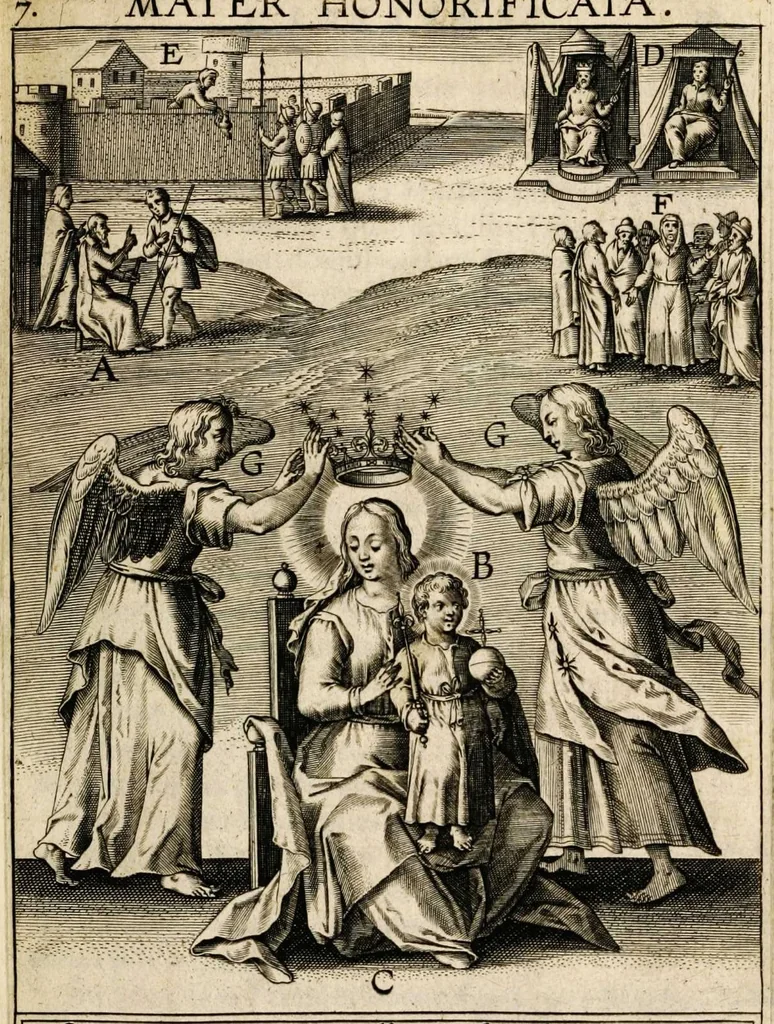 An illustration from Paradisus sponsi et sponsae: in quo messis myrrhae et aromatum ex instrumentis ac mysterijs passionis Christi colligenda, vt ei commoriamur : et, Pancarpium Marianum, septemplici titulorum serie distinctum, vt in B. Virginis odorem curramus, et Christus formetur in nobis, 1618, leaf 399
