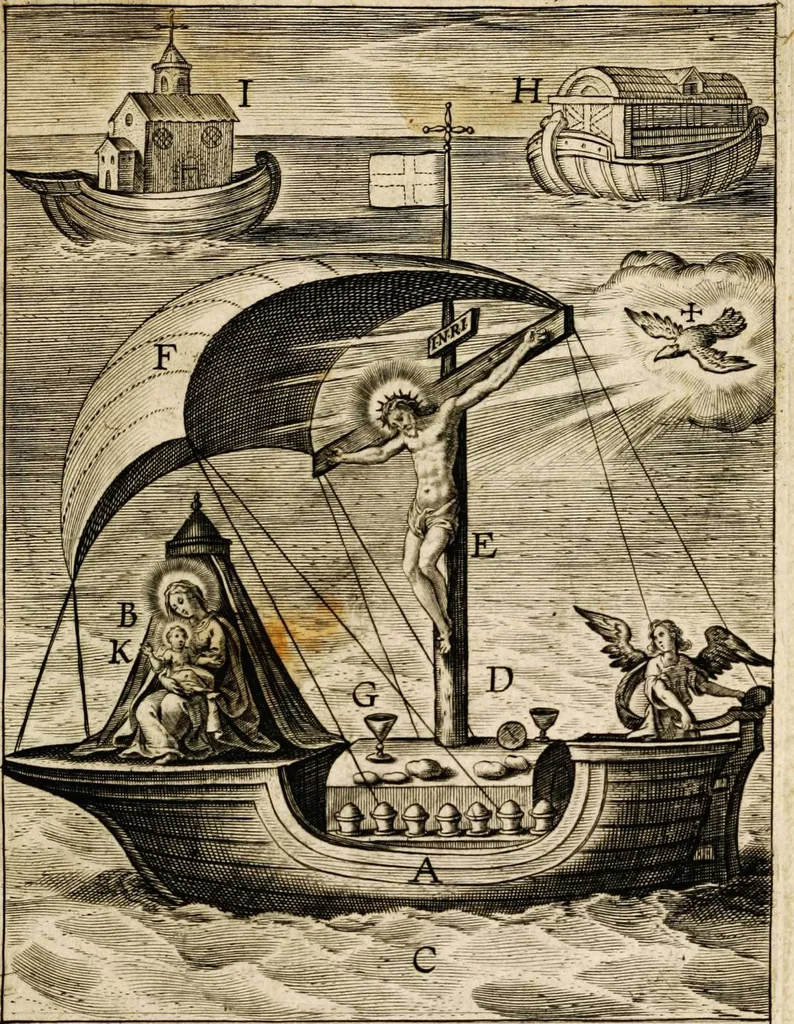 An illustration from Paradisus sponsi et sponsae: in quo messis myrrhae et aromatum ex instrumentis ac mysterijs passionis Christi colligenda, vt ei commoriamur : et, Pancarpium Marianum, septemplici titulorum serie distinctum, vt in B. Virginis odorem curramus, et Christus formetur in nobis, 1618, leaf 417