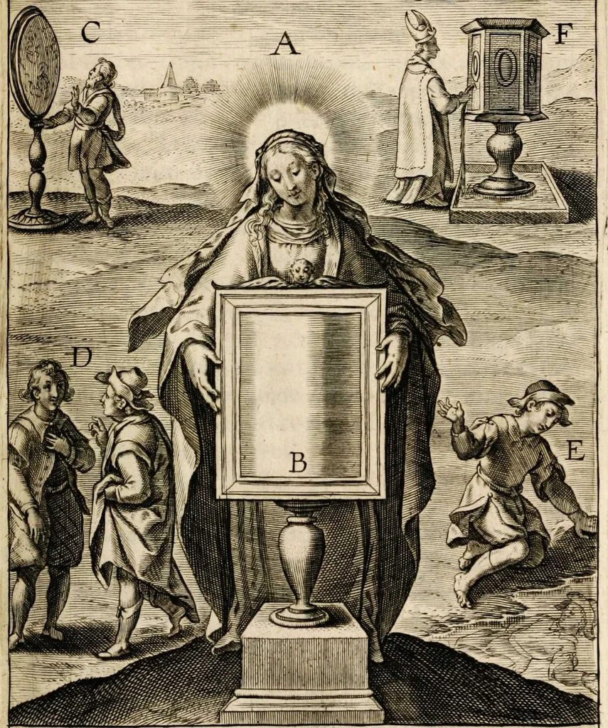 An illustration from Paradisus sponsi et sponsae: in quo messis myrrhae et aromatum ex instrumentis ac mysterijs passionis Christi colligenda, vt ei commoriamur : et, Pancarpium Marianum, septemplici titulorum serie distinctum, vt in B. Virginis odorem curramus, et Christus formetur in nobis, 1618, leaf 453
