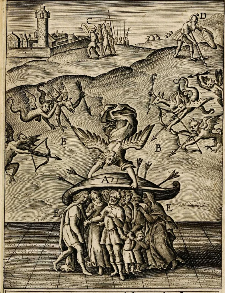 An illustration from Paradisus sponsi et sponsae: in quo messis myrrhae et aromatum ex instrumentis ac mysterijs passionis Christi colligenda, vt ei commoriamur : et, Pancarpium Marianum, septemplici titulorum serie distinctum, vt in B. Virginis odorem curramus, et Christus formetur in nobis, 1618, leaf 507