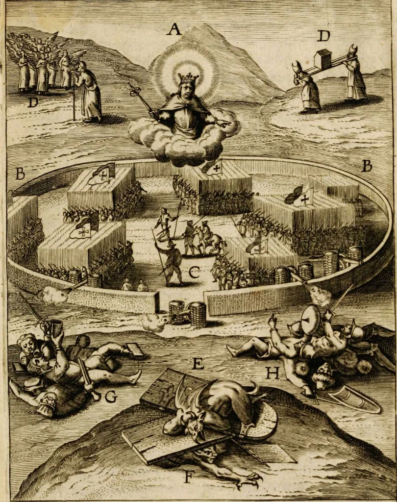 An illustration from Paradisus sponsi et sponsae: in quo messis myrrhae et aromatum ex instrumentis ac mysterijs passionis Christi colligenda, vt ei commoriamur : et, Pancarpium Marianum, septemplici titulorum serie distinctum, vt in B. Virginis odorem curramus, et Christus formetur in nobis, 1618, leaf 525