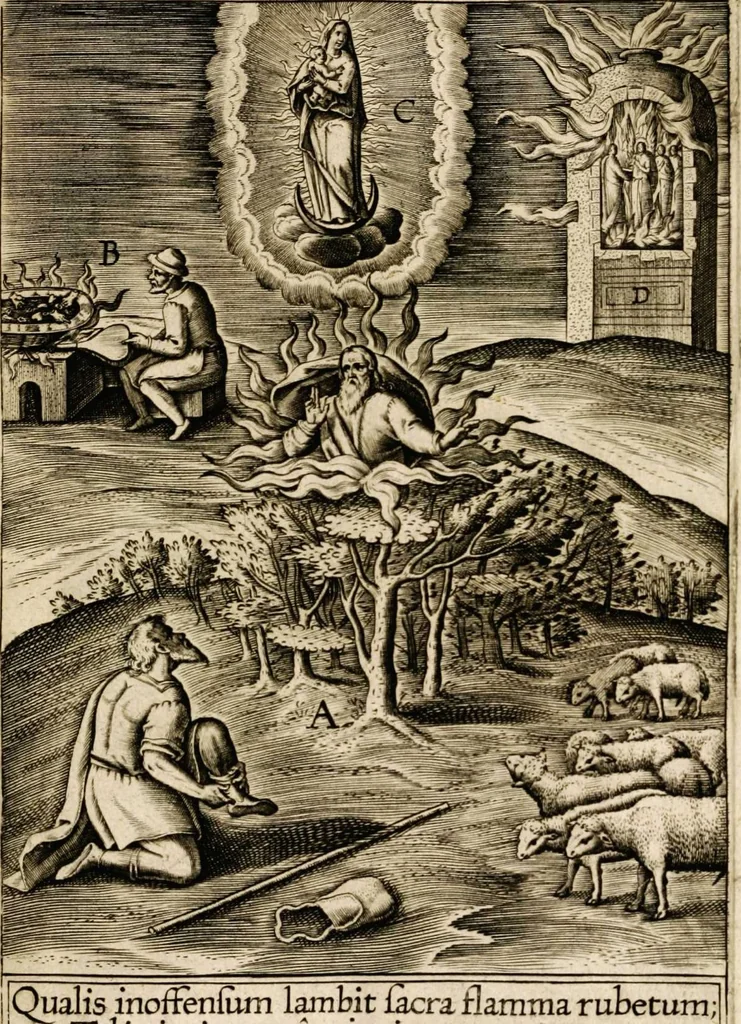 An illustration from Paradisus sponsi et sponsae: in quo messis myrrhae et aromatum ex instrumentis ac mysterijs passionis Christi colligenda, vt ei commoriamur : et, Pancarpium Marianum, septemplici titulorum serie distinctum, vt in B. Virginis odorem curramus, et Christus formetur in nobis, 1618, leaf 549