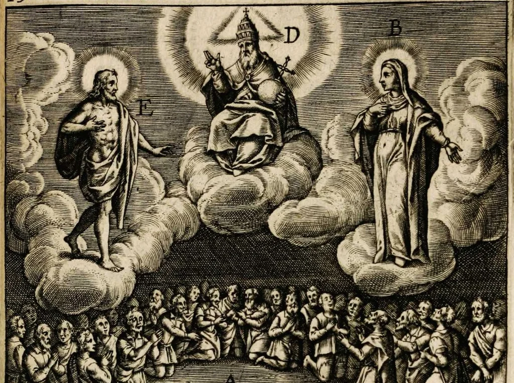 An illustration from Paradisus sponsi et sponsae: in quo messis myrrhae et aromatum ex instrumentis ac mysterijs passionis Christi colligenda, vt ei commoriamur : et, Pancarpium Marianum, septemplici titulorum serie distinctum, vt in B. Virginis odorem curramus, et Christus formetur in nobis, 1618, leaf 627