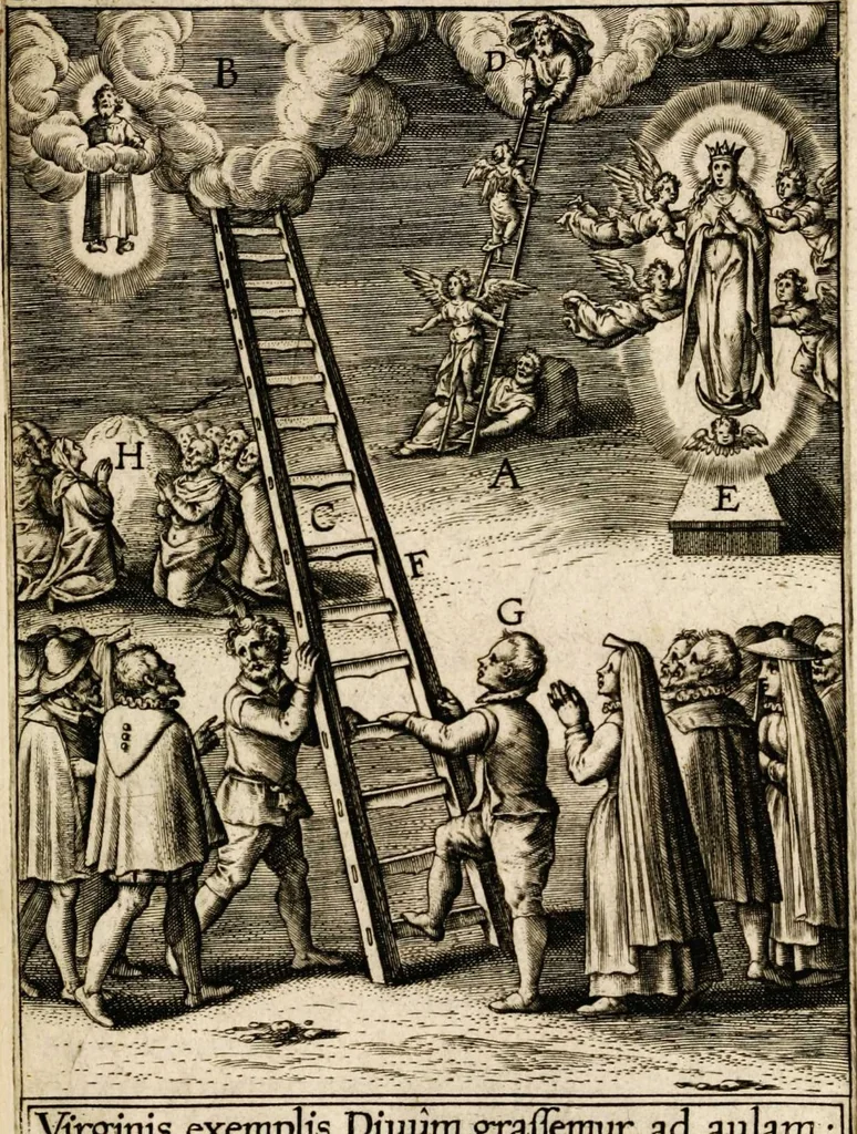 An illustration from Paradisus sponsi et sponsae: in quo messis myrrhae et aromatum ex instrumentis ac mysterijs passionis Christi colligenda, vt ei commoriamur : et, Pancarpium Marianum, septemplici titulorum serie distinctum, vt in B. Virginis odorem curramus, et Christus formetur in nobis, 1618, leaf 633