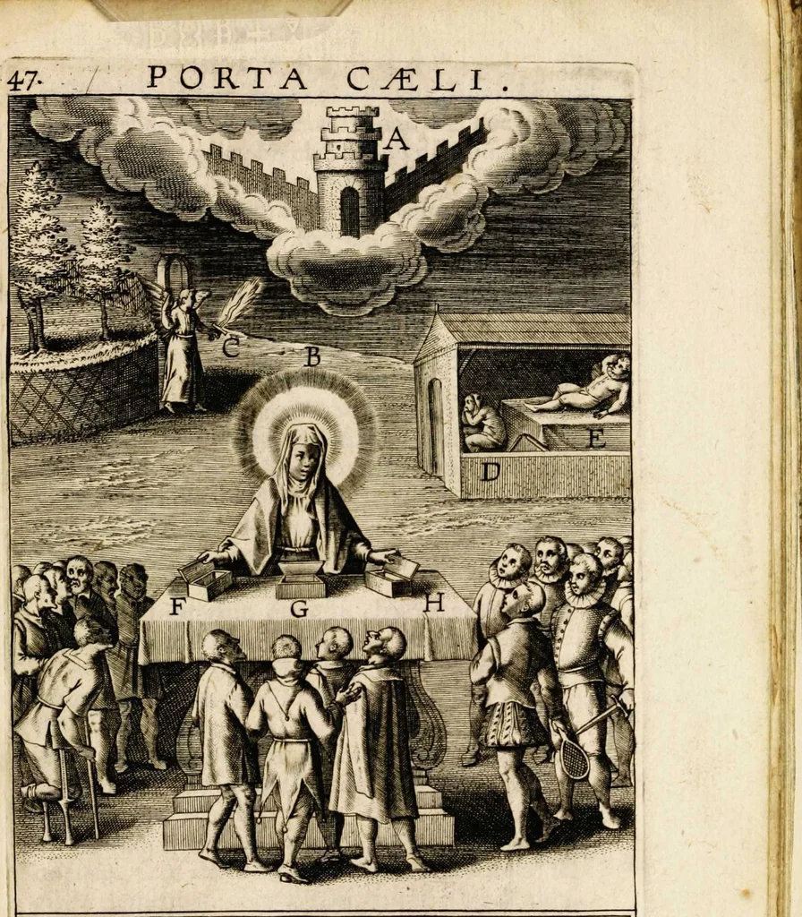 An illustration from Paradisus sponsi et sponsae: in quo messis myrrhae et aromatum ex instrumentis ac mysterijs passionis Christi colligenda, vt ei commoriamur : et, Pancarpium Marianum, septemplici titulorum serie distinctum, vt in B. Virginis odorem curramus, et Christus formetur in nobis, 1618, leaf 639