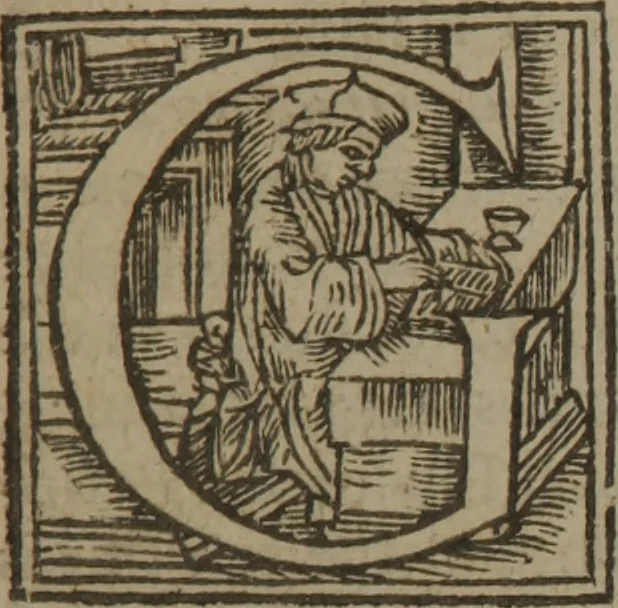 An illustration from The anatomy of melancholy : what it is, with all the kinds causes, symptomes, prognostickes, & seuerall cures of it ; in three partitions, with their severall sections, members & subsections ; philosophically, medicinally, historically, opened & cut up, 1628, leaf 14