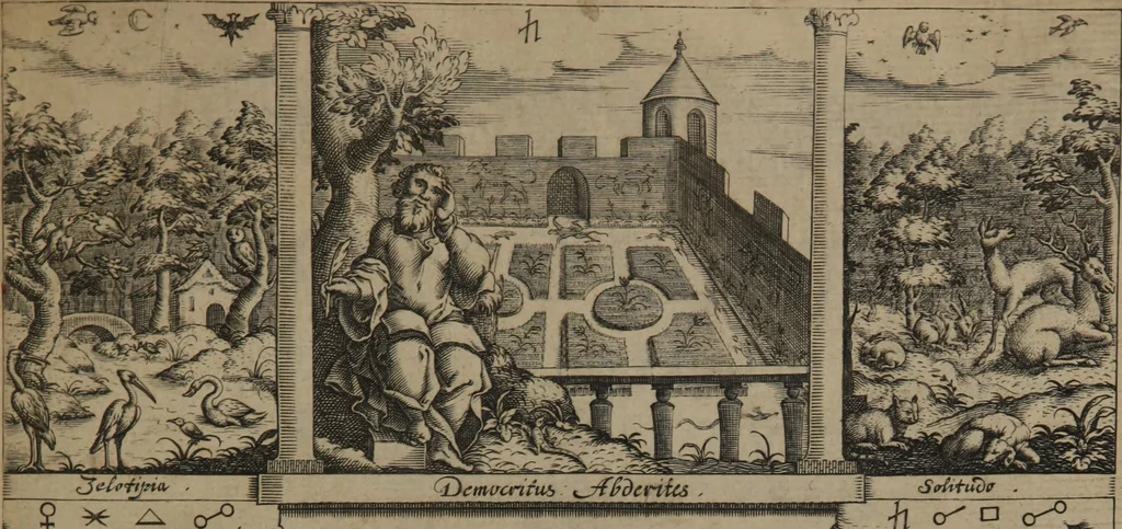 An illustration from The anatomy of melancholy : what it is, with all the kinds causes, symptomes, prognostickes, & seuerall cures of it ; in three partitions, with their severall sections, members & subsections ; philosophically, medicinally, historically, opened & cut up, 1628, leaf 6