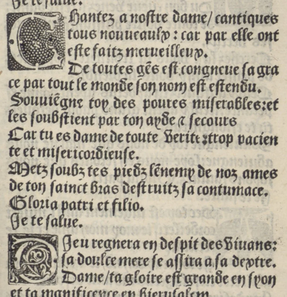 An illustration from Icy commence le psaultier de la tressacree Vierge Marie mere de Jesu Crist saulveur de tout lhumain lignage compose par le docteur seraphicque Monseigneur sainct Bonaventure evesque dalbanie et cardinal de Rome lequel a este nouvellement translate de latin en françoys a lhonneur et louenge dicelle tres digne Vierge., 1509, leaf 50