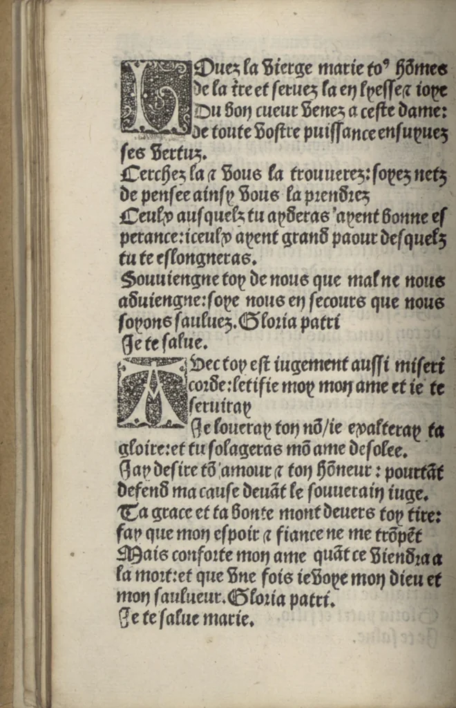An illustration from Icy commence le psaultier de la tressacree Vierge Marie mere de Jesu Crist saulveur de tout lhumain lignage compose par le docteur seraphicque Monseigneur sainct Bonaventure evesque dalbanie et cardinal de Rome lequel a este nouvellement translate de latin en françoys a lhonneur et louenge dicelle tres digne Vierge., 1509, leaf 51