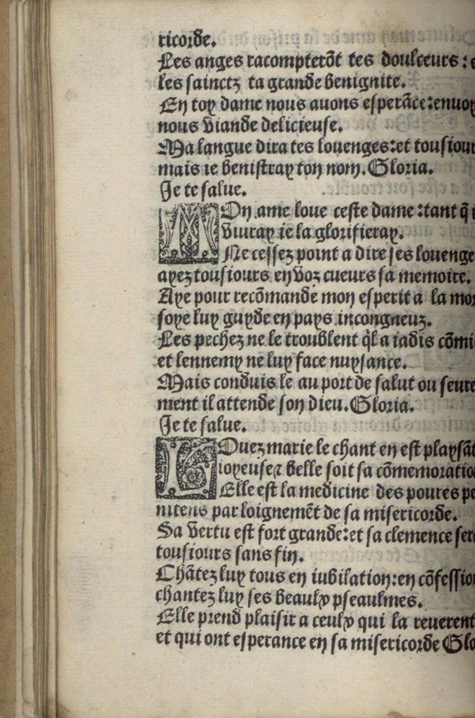 An illustration from Icy commence le psaultier de la tressacree Vierge Marie mere de Jesu Crist saulveur de tout lhumain lignage compose par le docteur seraphicque Monseigneur sainct Bonaventure evesque dalbanie et cardinal de Rome lequel a este nouvellement translate de latin en françoys a lhonneur et louenge dicelle tres digne Vierge., 1509, leaf 75