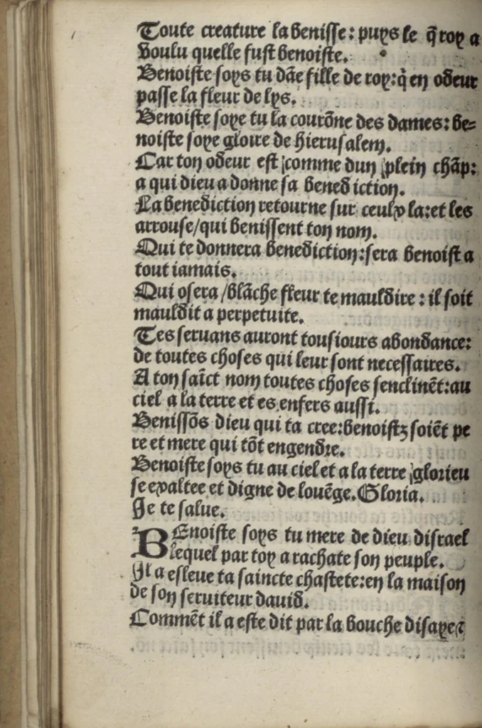 An illustration from Icy commence le psaultier de la tressacree Vierge Marie mere de Jesu Crist saulveur de tout lhumain lignage compose par le docteur seraphicque Monseigneur sainct Bonaventure evesque dalbanie et cardinal de Rome lequel a este nouvellement translate de latin en françoys a lhonneur et louenge dicelle tres digne Vierge., 1509, leaf 81