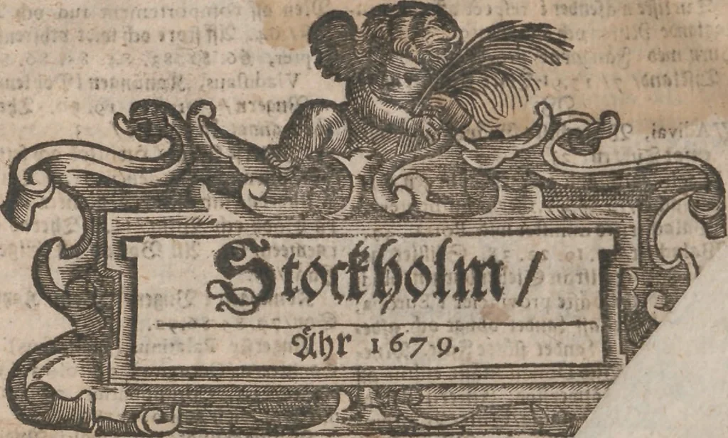 An illustration from Observationes juris practicae : thet är åthskillige påminnelser uthi rättegångs saker ... Kort beskriffning om thet som wid then Constantinopolitaniske resan är föreluppit, 1679, leaf 493