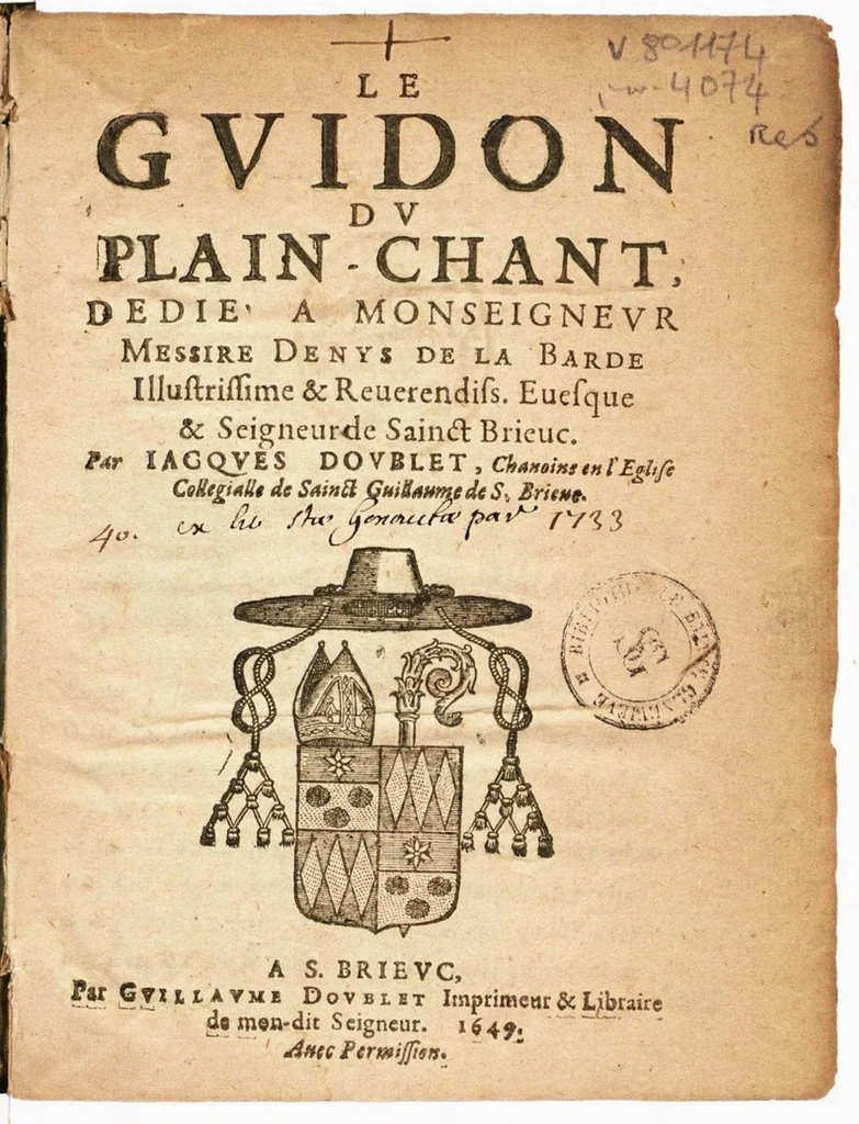An illustration from Le Guidon du plain-chant... par Jacques Doublet, 1649, leaf 4
