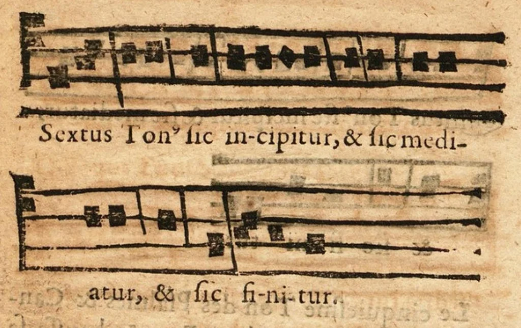 An illustration from Le Guidon du plain-chant... par Jacques Doublet, 1649, leaf 63