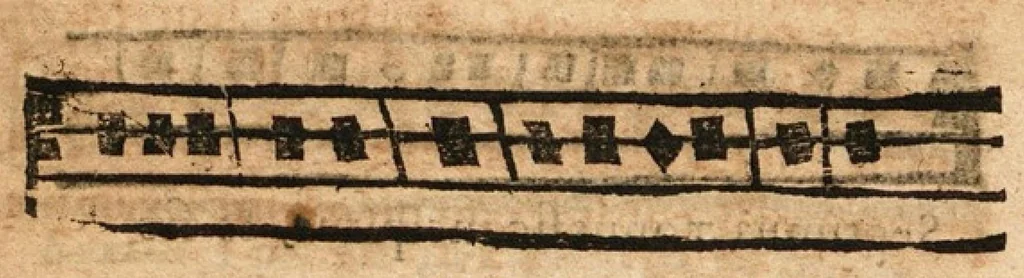 An illustration from Le Guidon du plain-chant... par Jacques Doublet, 1649, leaf 65