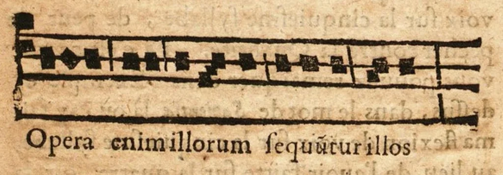 An illustration from Le Guidon du plain-chant... par Jacques Doublet, 1649, leaf 73