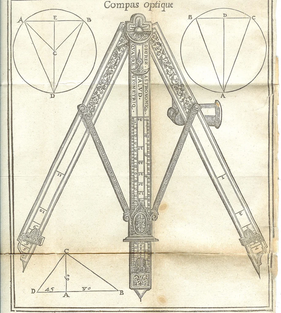 An illustration from L'Usage et praticque du compas à huict poinctes sur les 48 problèmes des six premiers livres d'Euclide... par M. Denorry..., 1588, leaf 69
