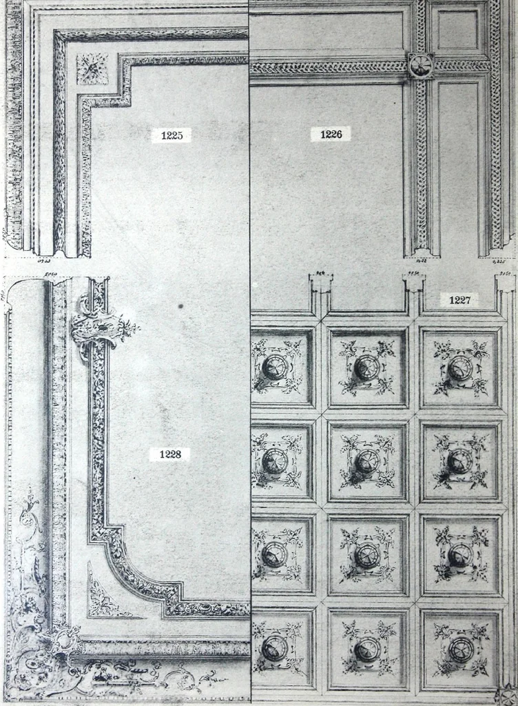 An illustration from A. Auberlet: Stone carving, Wood, Marble Interior and Exterior Stone and Cardboard-Plaster for Artistic Ornamentation, such as Castles, Churches, Hotels, Houses, Public Monuments. Projects, Models and Drawings of all styles. Export to France and Abroad., 1890, leaf 29