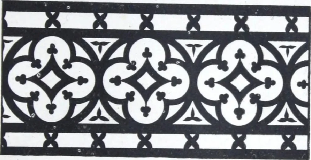 An illustration from A few suggestions for ornamental decoration : a collection of designs & colour schemes for painters' and decorators' work / compiled by F. Scott Mitchell., 1908, leaf 112