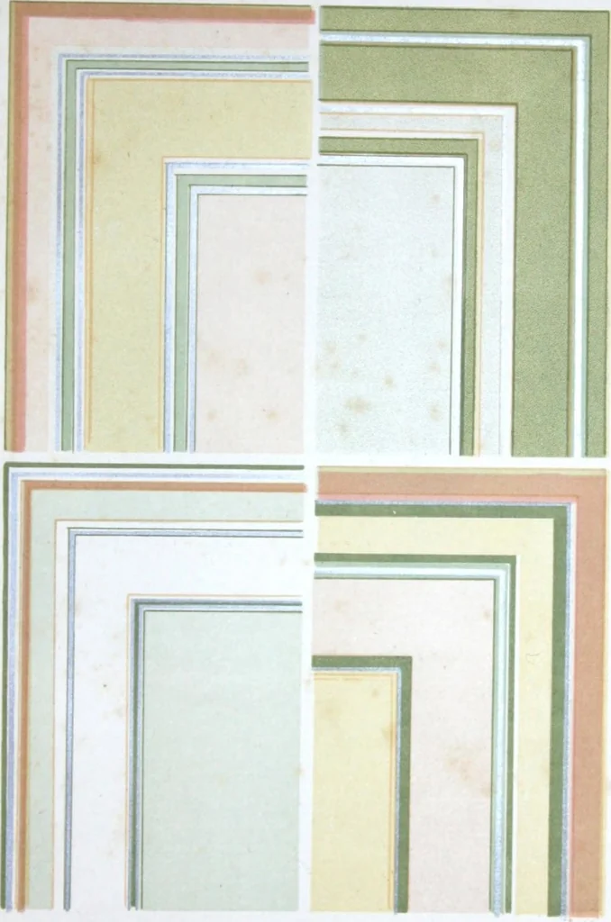 An illustration from A few suggestions for ornamental decoration : a collection of designs & colour schemes for painters' and decorators' work / compiled by F. Scott Mitchell., 1908, leaf 118