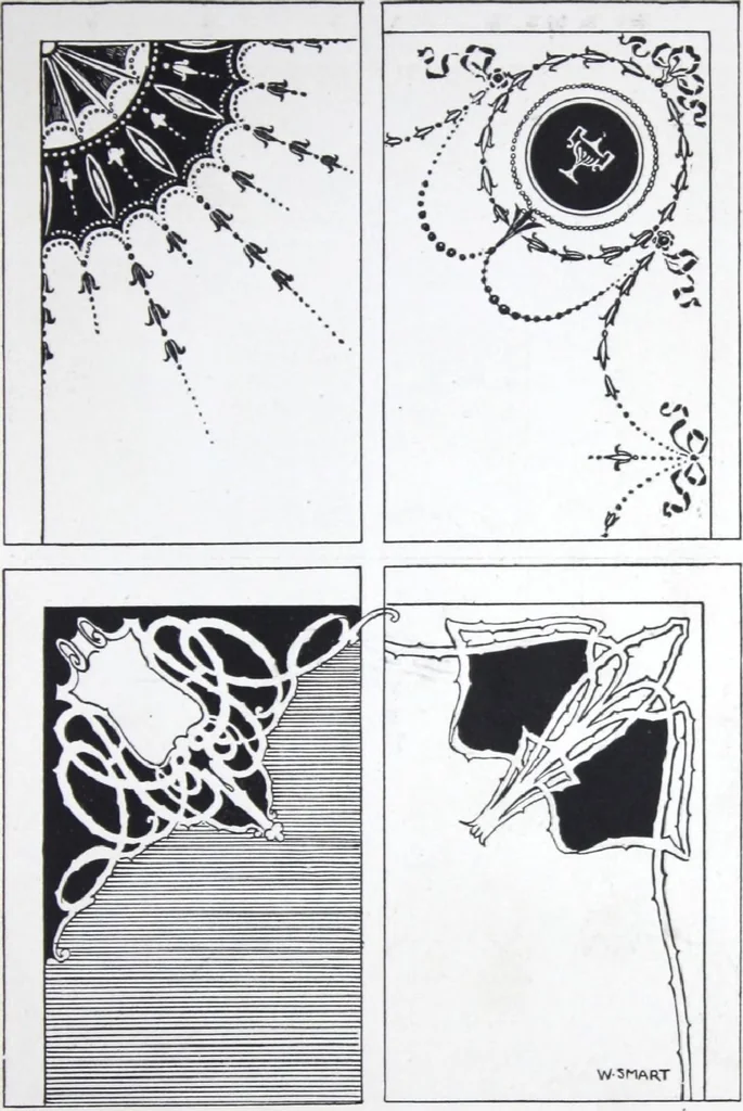 An illustration from A few suggestions for ornamental decoration : a collection of designs & colour schemes for painters' and decorators' work / compiled by F. Scott Mitchell., 1908, leaf 16