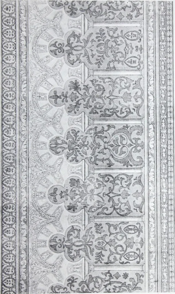 An illustration from A few suggestions for ornamental decoration : a collection of designs & colour schemes for painters' and decorators' work / compiled by F. Scott Mitchell., 1908, leaf 20