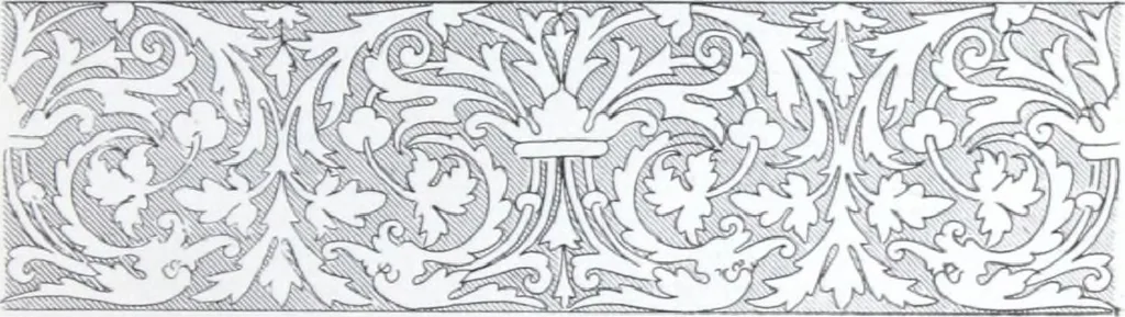 An illustration from A few suggestions for ornamental decoration : a collection of designs & colour schemes for painters' and decorators' work / compiled by F. Scott Mitchell., 1908, leaf 26