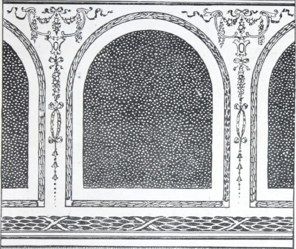 An illustration from A few suggestions for ornamental decoration : a collection of designs & colour schemes for painters' and decorators' work / compiled by F. Scott Mitchell., 1908, leaf 32