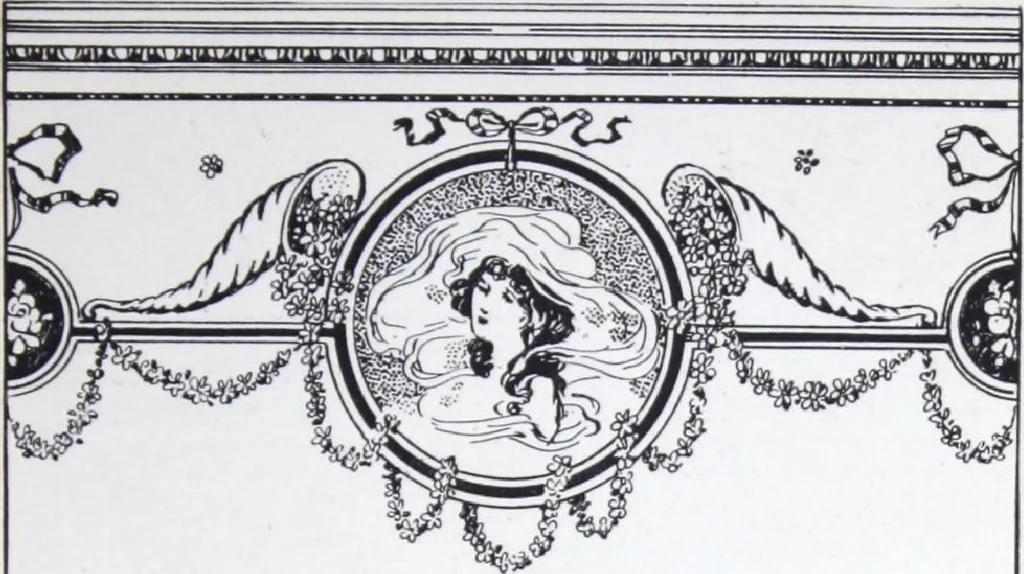 An illustration from A few suggestions for ornamental decoration : a collection of designs & colour schemes for painters' and decorators' work / compiled by F. Scott Mitchell., 1908, leaf 38