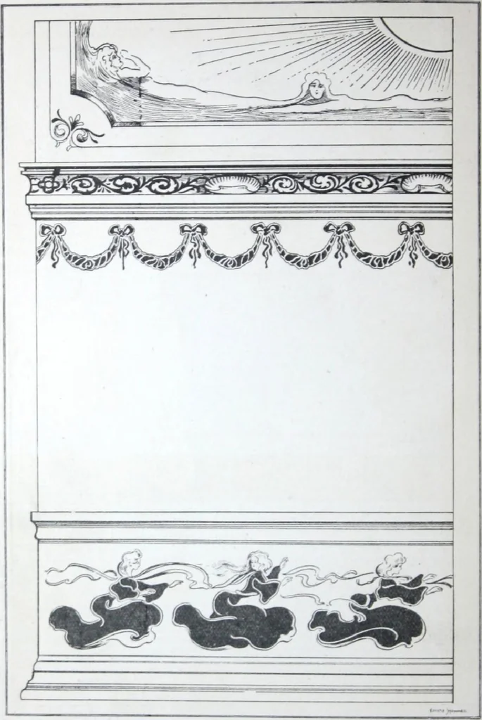 An illustration from A few suggestions for ornamental decoration : a collection of designs & colour schemes for painters' and decorators' work / compiled by F. Scott Mitchell., 1908, leaf 39
