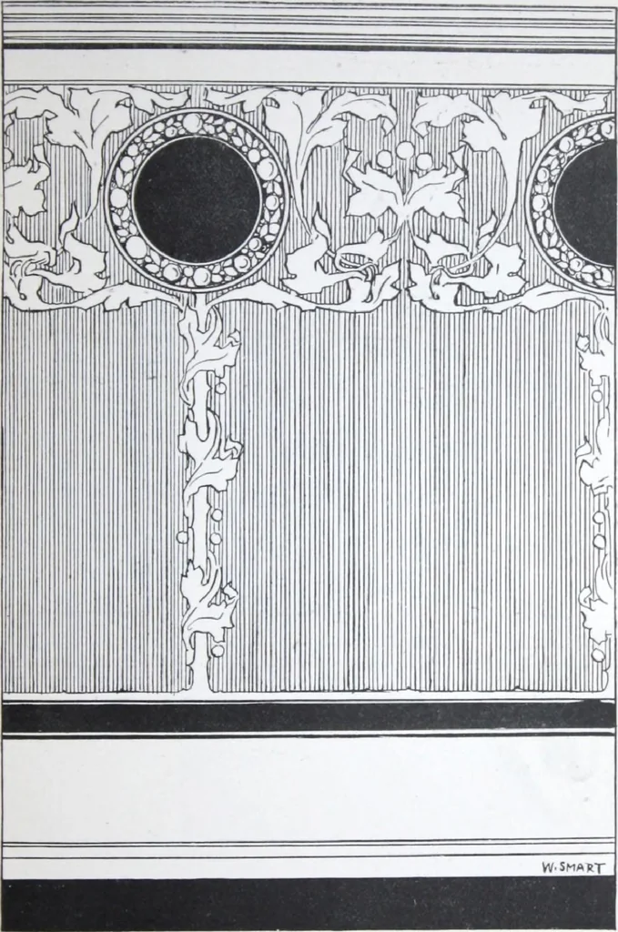 An illustration from A few suggestions for ornamental decoration : a collection of designs & colour schemes for painters' and decorators' work / compiled by F. Scott Mitchell., 1908, leaf 42