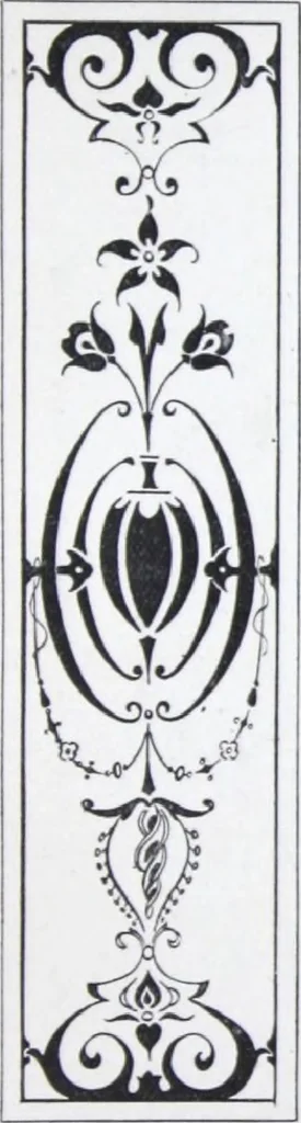 An illustration from A few suggestions for ornamental decoration : a collection of designs & colour schemes for painters' and decorators' work / compiled by F. Scott Mitchell., 1908, leaf 44
