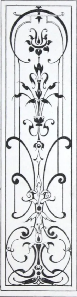 An illustration from A few suggestions for ornamental decoration : a collection of designs & colour schemes for painters' and decorators' work / compiled by F. Scott Mitchell., 1908, leaf 44