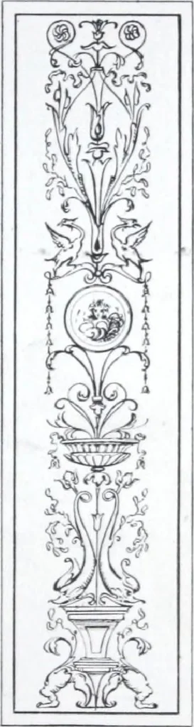 An illustration from A few suggestions for ornamental decoration : a collection of designs & colour schemes for painters' and decorators' work / compiled by F. Scott Mitchell., 1908, leaf 44