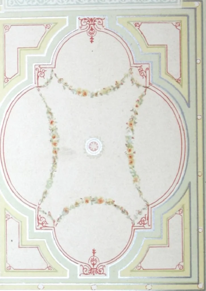 An illustration from A few suggestions for ornamental decoration : a collection of designs & colour schemes for painters' and decorators' work / compiled by F. Scott Mitchell., 1908, leaf 47