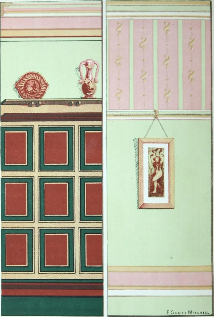 An illustration from A few suggestions for ornamental decoration : a collection of designs & colour schemes for painters' and decorators' work / compiled by F. Scott Mitchell., 1908, leaf 57