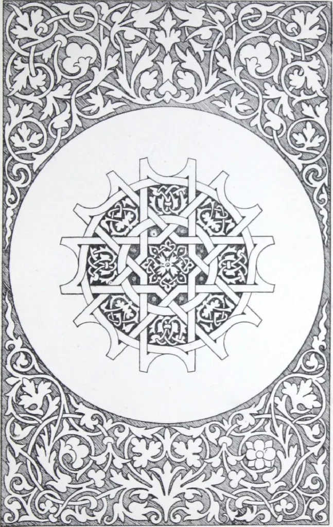 An illustration from A few suggestions for ornamental decoration : a collection of designs & colour schemes for painters' and decorators' work / compiled by F. Scott Mitchell., 1908, leaf 68