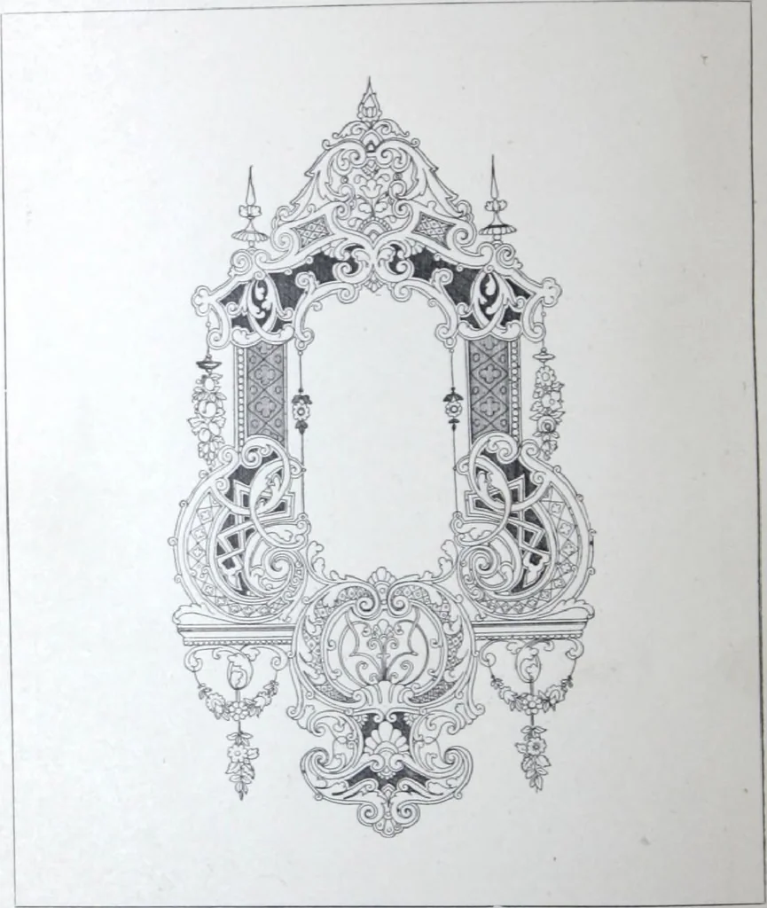 An illustration from A few suggestions for ornamental decoration : a collection of designs & colour schemes for painters' and decorators' work / compiled by F. Scott Mitchell., 1908, leaf 69