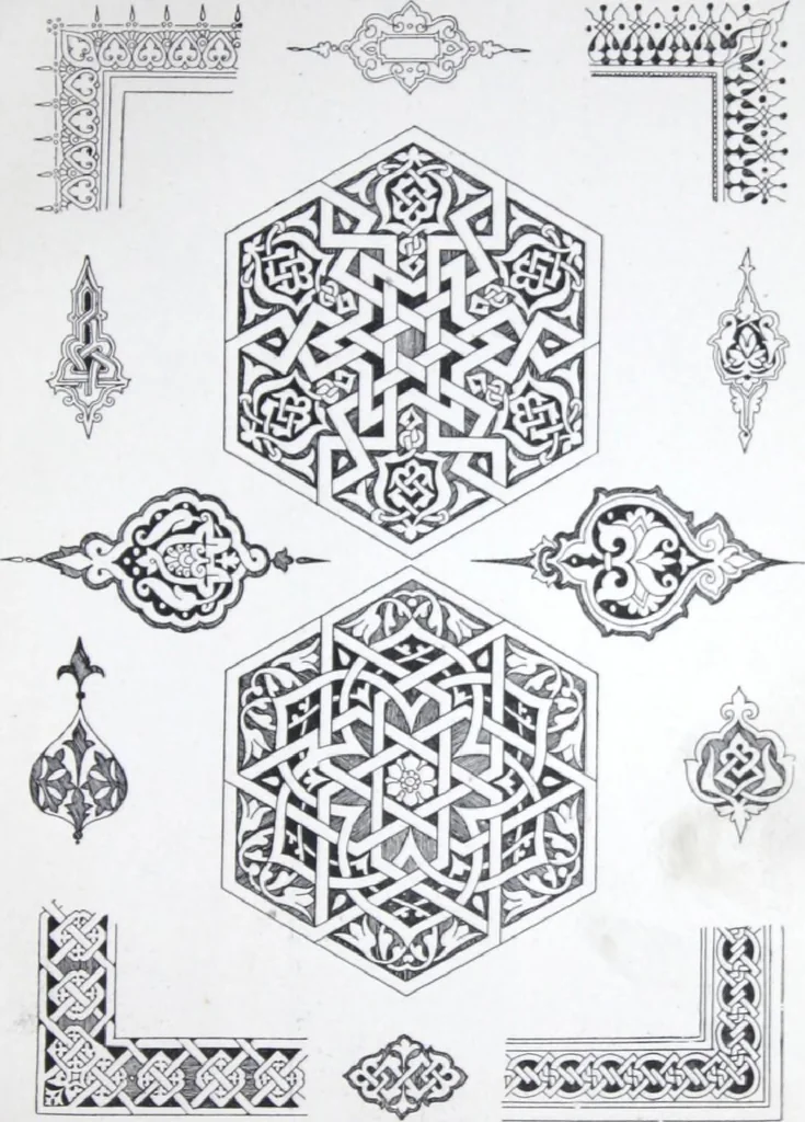 An illustration from A few suggestions for ornamental decoration : a collection of designs & colour schemes for painters' and decorators' work / compiled by F. Scott Mitchell., 1908, leaf 70