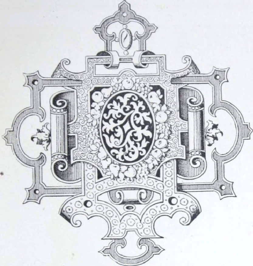 An illustration from A few suggestions for ornamental decoration : a collection of designs & colour schemes for painters' and decorators' work / compiled by F. Scott Mitchell., 1908, leaf 74
