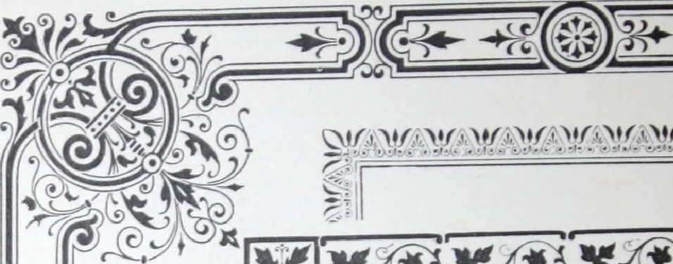 An illustration from A few suggestions for ornamental decoration : a collection of designs & colour schemes for painters' and decorators' work / compiled by F. Scott Mitchell., 1908, leaf 75