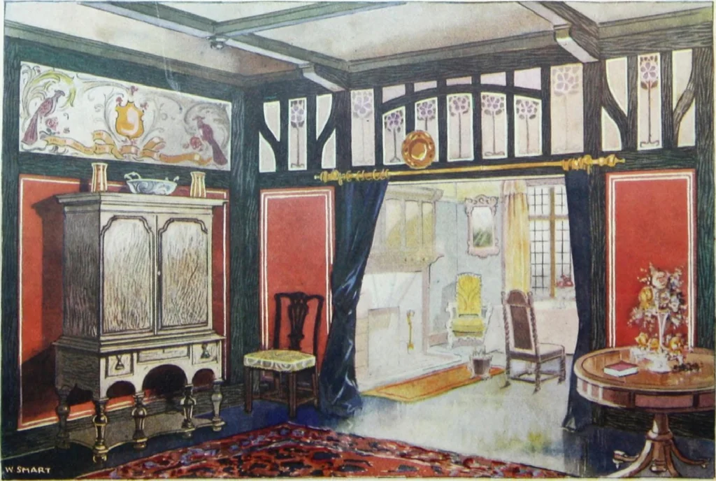 An illustration from A few suggestions for ornamental decoration : a collection of designs & colour schemes for painters' and decorators' work / compiled by F. Scott Mitchell., 1908, leaf 79